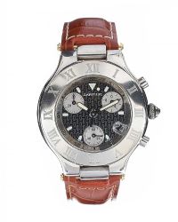 CARTIER 21 CHONOGRAPH STAINLESS STEEL WRIST WATCH at Ross's Online Art Auctions