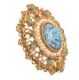 GOLD-TONE SEED PEARL AND TURQUOISE BROOCH at Ross's Online Art Auctions