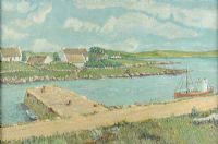 IRISH COTTAGES & HARBOUR by Irish School at Ross's Online Art Auctions