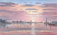 MOON REFLECTIONS, BELFAST DOCKS by James Moynan at Ross's Online Art Auctions