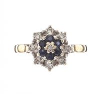 9CT GOLD SAPPHIRE AND DIAMOND RING at Ross's Online Art Auctions