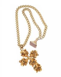 COSTUME CROSS PENDANT AND CHAIN BY GAVILANE OF PARIS AND A GOLD-TONE FOB at Ross's Online Art Auctions