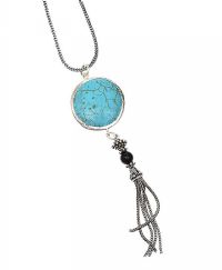 STERLING SILVER TURQUOISE AND ONYX NECKLACE at Ross's Online Art Auctions