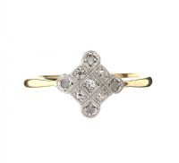9CT GOLD CHEQUERED ART DECO DIAMOND RING at Ross's Online Art Auctions