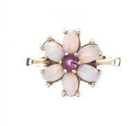 9CT GOLD OPAL & AMETHYST RING at Ross's Online Art Auctions