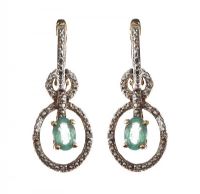 9CT GOLD EMERALD AND DIAMOND EARRINGS at Ross's Online Art Auctions