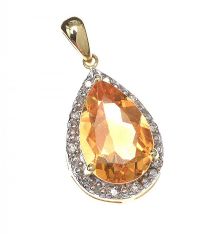 9CT GOLD CITRINE AND DIAMOND PENDANT at Ross's Online Art Auctions