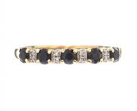 9CT GOLD HALF-ETERNITY RING SET WITH SAPPHIRE AND DIAMOND at Ross's Online Art Auctions