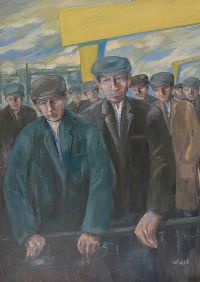 SHIPYARD WORKERS by Jim Swan at Ross's Online Art Auctions
