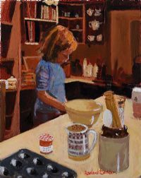 LITTLE GIRL BAKING by Rowland Davidson at Ross's Online Art Auctions