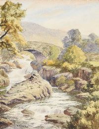RIVER & BRIDGE by R. Titley at Ross's Online Art Auctions
