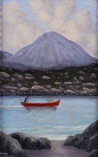 RED BOAT AT MOUNT ERRIGAL by Sean Loughrey at Ross's Online Art Auctions