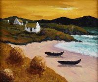 CURRACH BOATS, WEST OF IRELAND by Sean Loughrey at Ross's Online Art Auctions