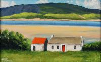 COTTAGE AT THE ISLE OF DOAGH by Sean Loughrey at Ross's Online Art Auctions