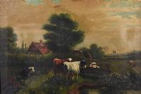 COWS GRAZING by V. Coats at Ross's Online Art Auctions