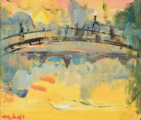THE HA'PENNY BRIDGE, DUBLIN by Marie Carroll at Ross's Online Art Auctions