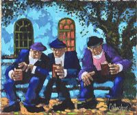 A CHAT ON THE PARK BENCH by George Callaghan at Ross's Online Art Auctions