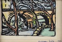 TREES BY A BRIDGE by Kathleen Bridle RUA at Ross's Online Art Auctions