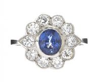PLATINUM SAPPHIRE AND DIAMOND RING at Ross's Online Art Auctions