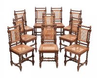SET OF TEN VICTORIAN OAK DINING ROOM CHAIRS at Ross's Online Art Auctions