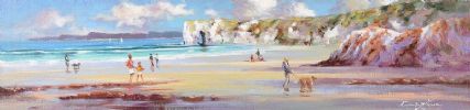 WHITE ROCKS, PORTRUSH, CO.ANTRIM by William Cunningham at Ross's Online Art Auctions