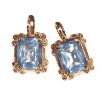 18CT ROSE GOLD EARRINGS SET WITH BLUE TOPAZ at Ross's Online Art Auctions