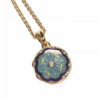 GOLD & ENAMEL FABERGE LOCKET ON CHAIN at Ross's Online Art Auctions