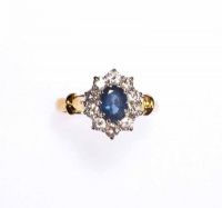 SAPPHIRE & DIAMOND CLUSTER RING at Ross's Online Art Auctions