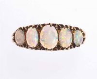 GOLD & OPAL FIVE STONE RING at Ross's Online Art Auctions