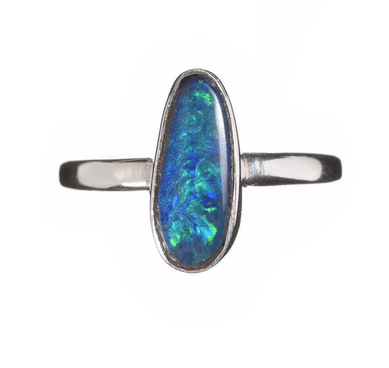 STERLING SILVER AND BOULDER OPAL DOUBLET RING