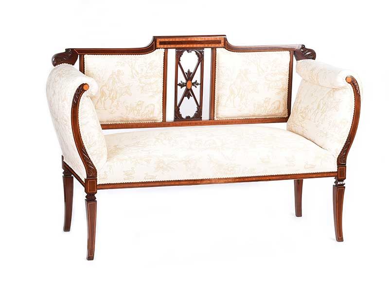 EDWARDIAN INLAID SETTEE at Ross's Online Art Auctions
