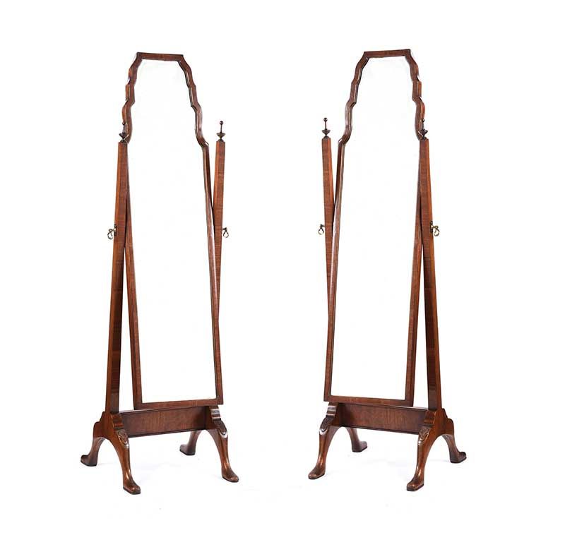 PAIR OF MAHOGANY CHEVAL MIRRORS at Ross's Online Art Auctions