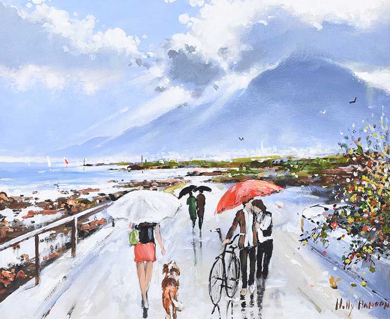 A STROLL IN THE RAIN, NEWCASTLE by Holly Hanson at Ross's Online Art Auctions