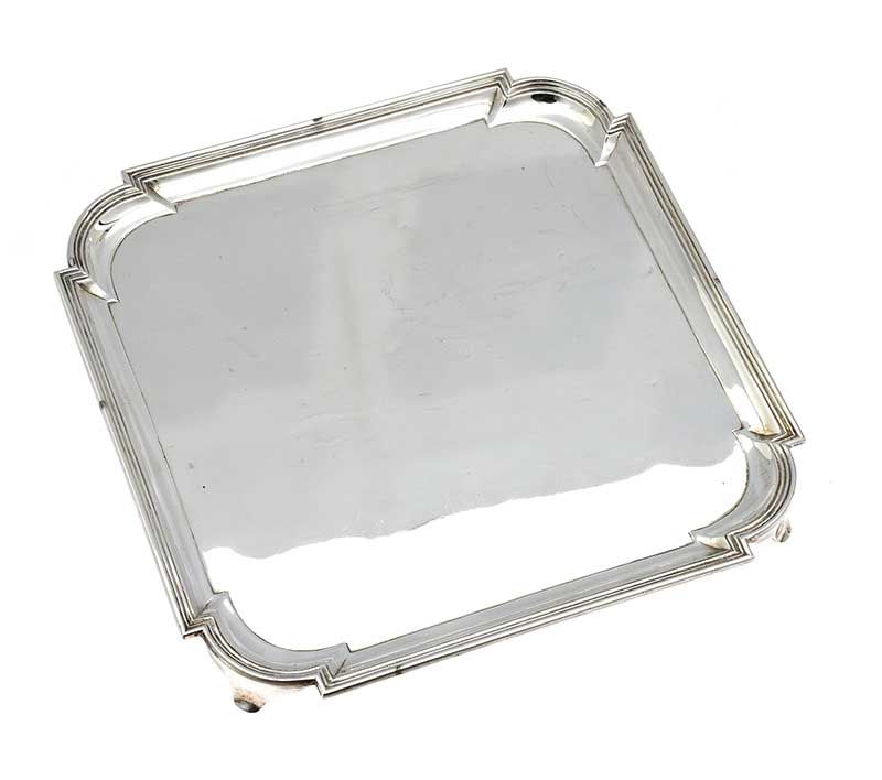 SQUARE SILVER SALVER at Ross's Online Art Auctions