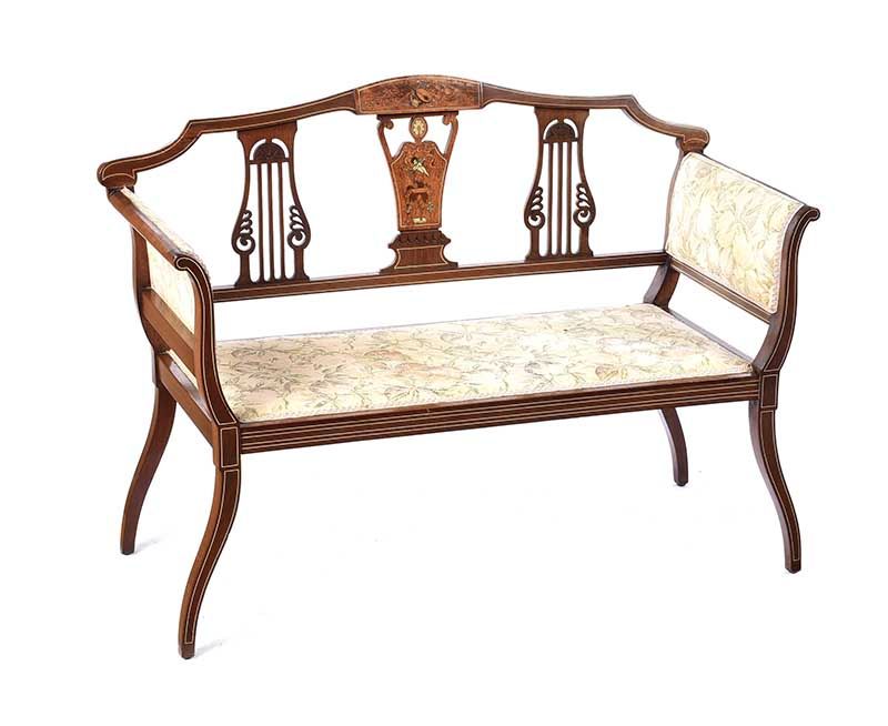 EDWARDIAN INLAID WINDSOR SEAT at Ross's Online Art Auctions