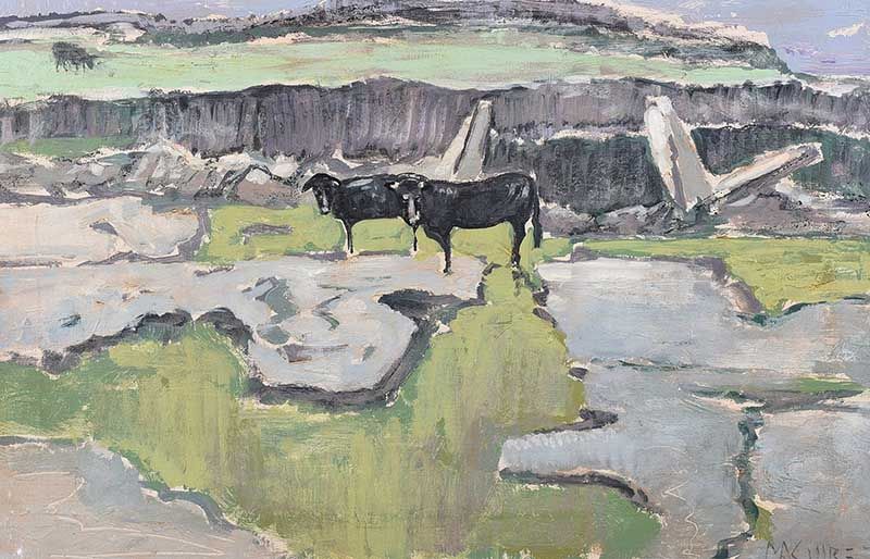 CATTLE & WETLANDS by Cecil Maguire RUA at Ross's Online Art Auctions