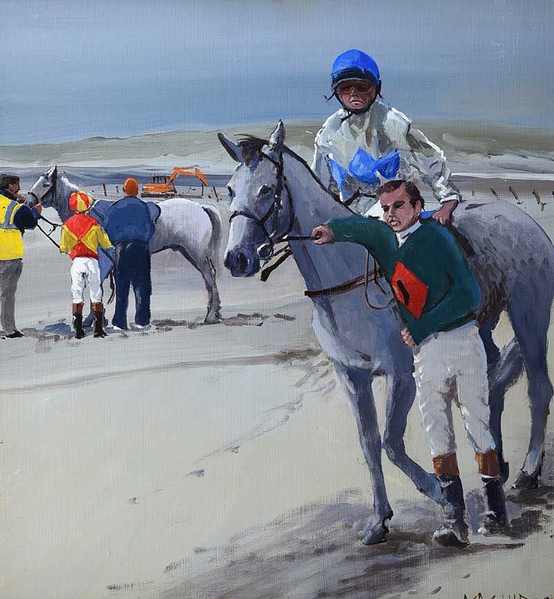 FIRST RACE, OMEY STRAND by Cecil Maguire RUA at Ross's Online Art Auctions