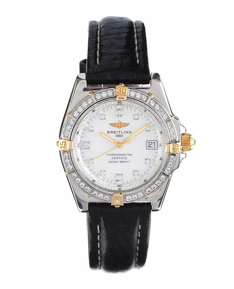 BREITLING STAINLESS STEEL DIAMOND-SET GENT'S WRIST WATCH at Ross's Online Art Auctions