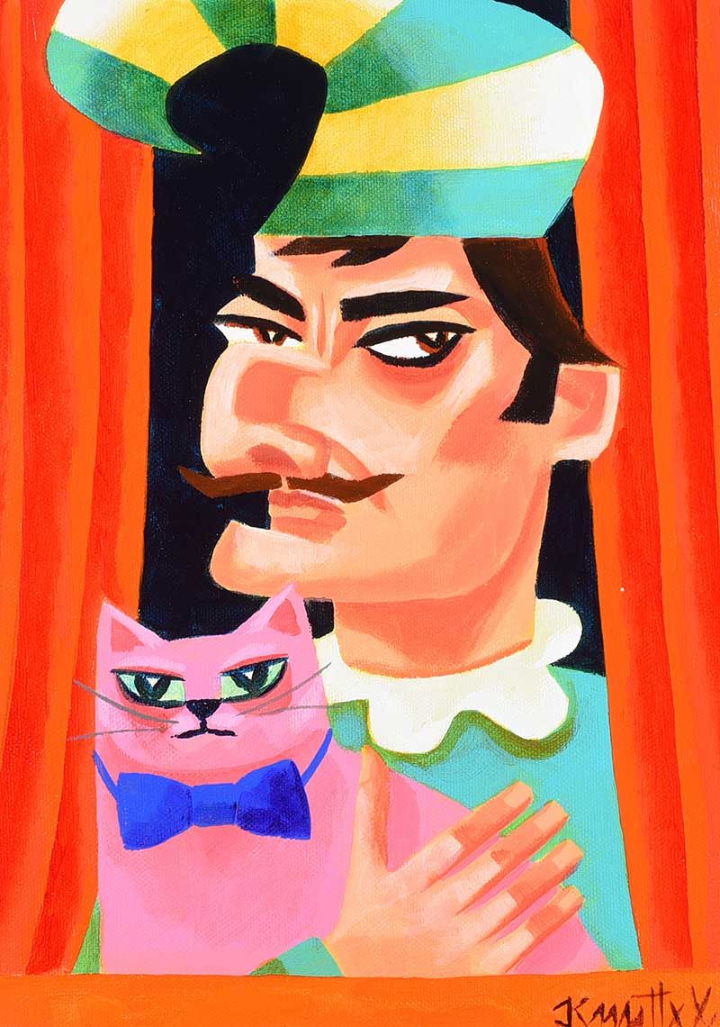 MR PUNCH WITH PINKO THE CAT by Graham Knuttel at Ross's Online Art Auctions