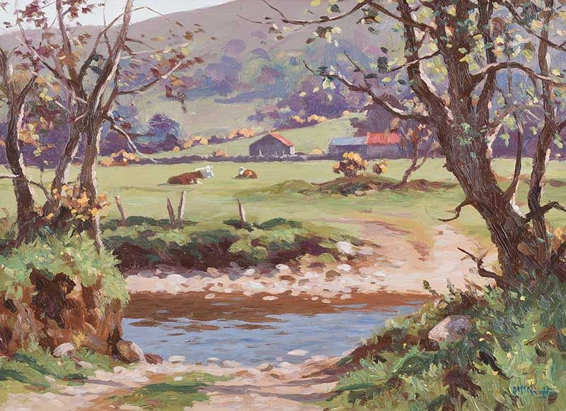 CATTLE BY THE RIVER DUN by Donal McNaughton at Ross's Online Art Auctions