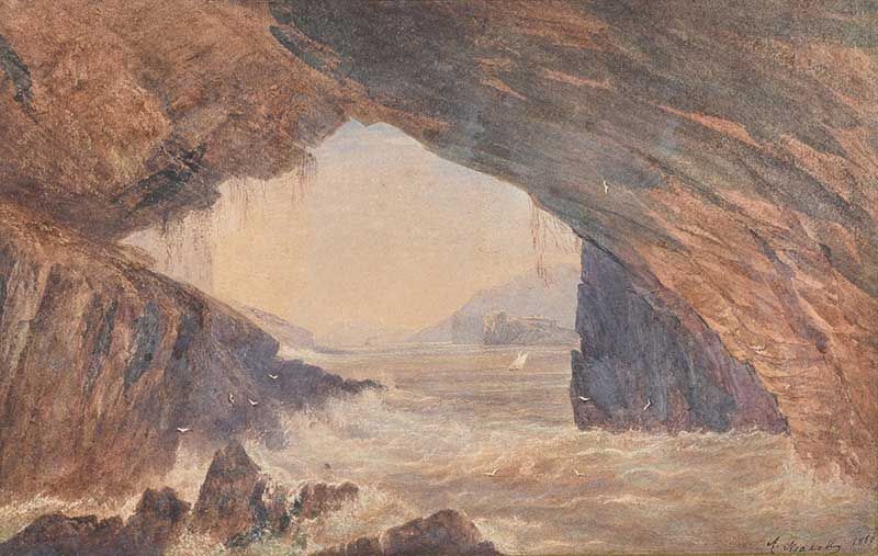 PIGEON CAVE, LOUGH SWILLY by Andrew Nicholl RHA at Ross's Online Art Auctions