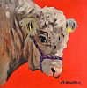 BULL ON RED by Ronald Keefer at Ross's Online Art Auctions
