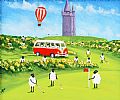 ANDY PATS WANDERING SHEEP ENJOYING A ROUND OF GOLF BY SCRABO TOWER by Andy Pat at Ross's Online Art Auctions