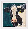 FRIESIAN COW ON GREEN by Ronald Keefer at Ross's Online Art Auctions
