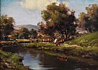CATTLE GRAZING BY THE RIVER DUN, COUNTY ANTRIM by Charles McAuley at Ross's Online Art Auctions