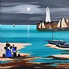 DONAGHADEE LIGHTHOUSE (MOONLIT SERIES) by J.P. Rooney at Ross's Online Art Auctions