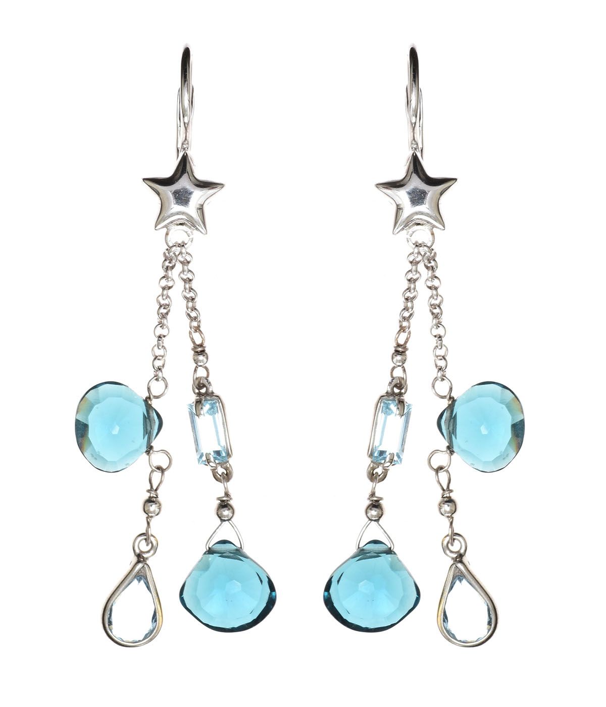 18CT WHITE GOLD BLUE AMETHYST AND AQUAMARINE EARRINGS at Ross's Online Art Auctions