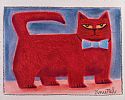 CAT WITH THE BLUE BOW TIE by Graham Knuttel at Ross's Online Art Auctions