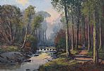 STEPPING STONES, TOLLYMORE FOREST PARK by William Cunningham at Ross's Online Art Auctions