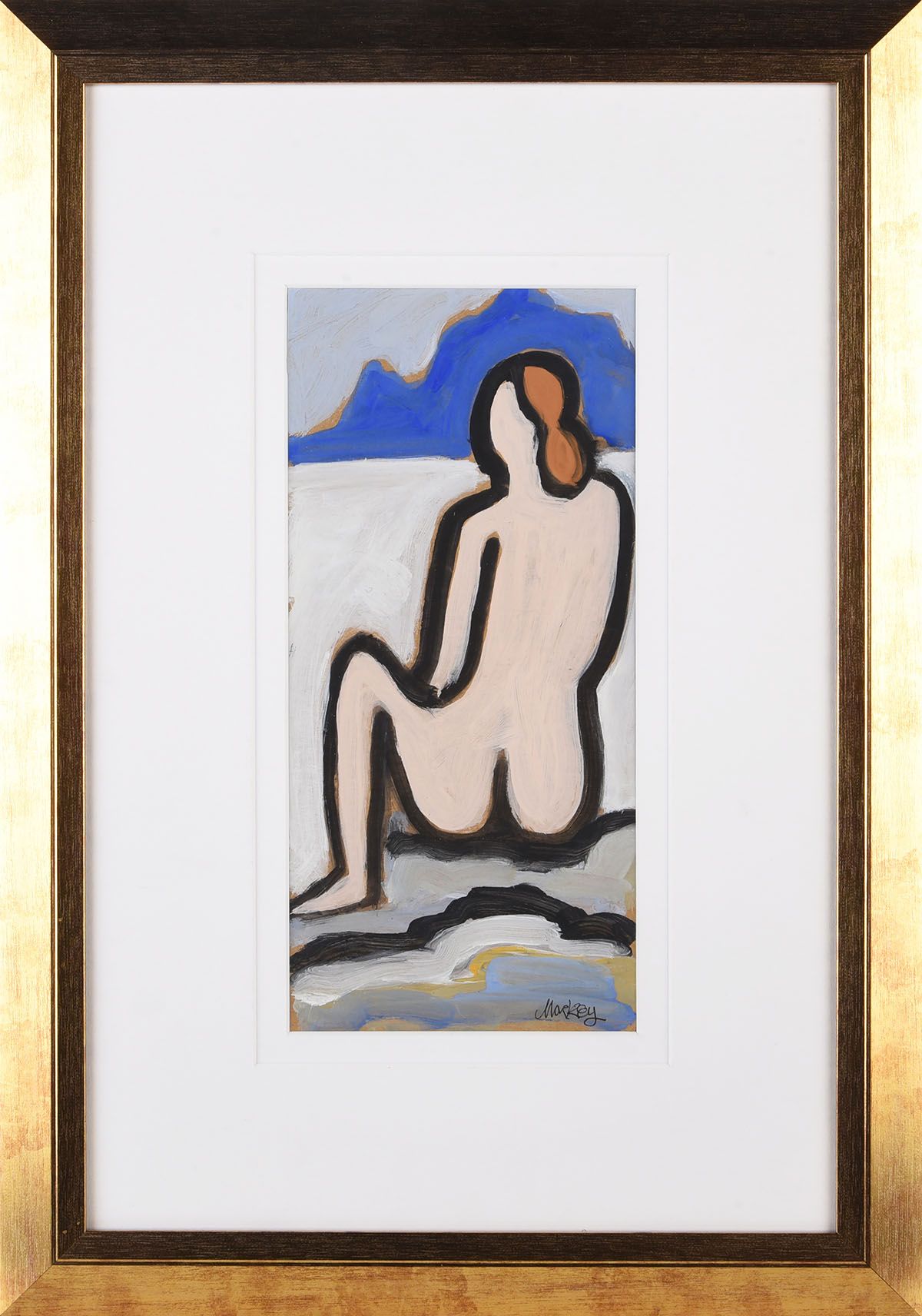 FEMALE NUDE ON THE ROCKS by Markey Robinson at Ross's Online Art Auctions